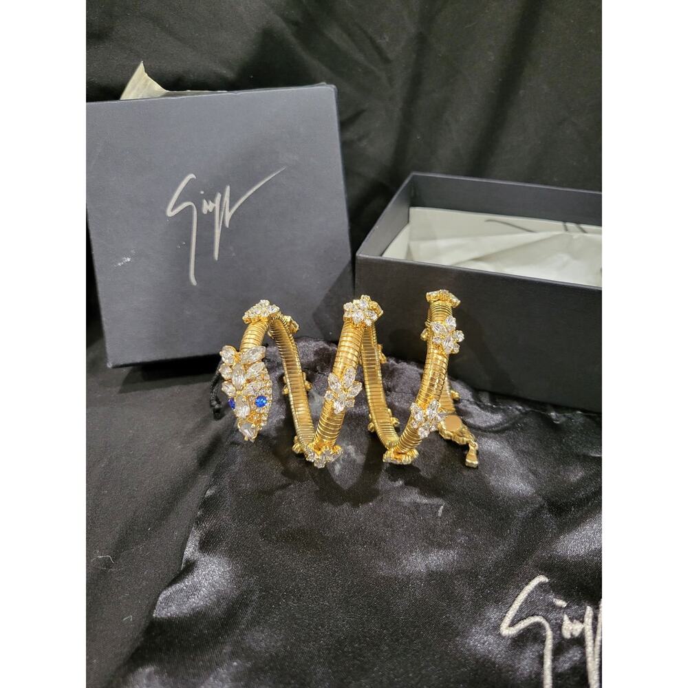 Giuseppe Zanotti Snake Bracelet – Gold with Blue Eyes & Crystals (RARE)